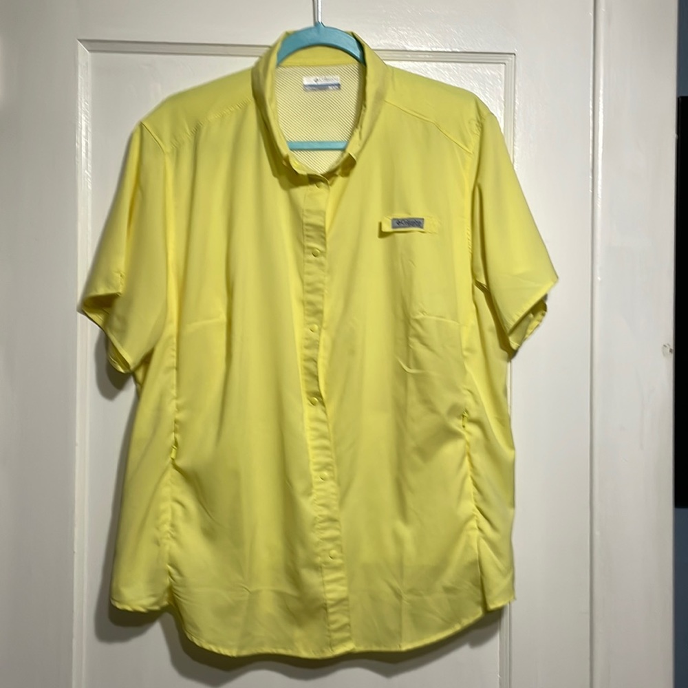 Womens Columbia PFG Yellow Short Sleeved Shirt 2x